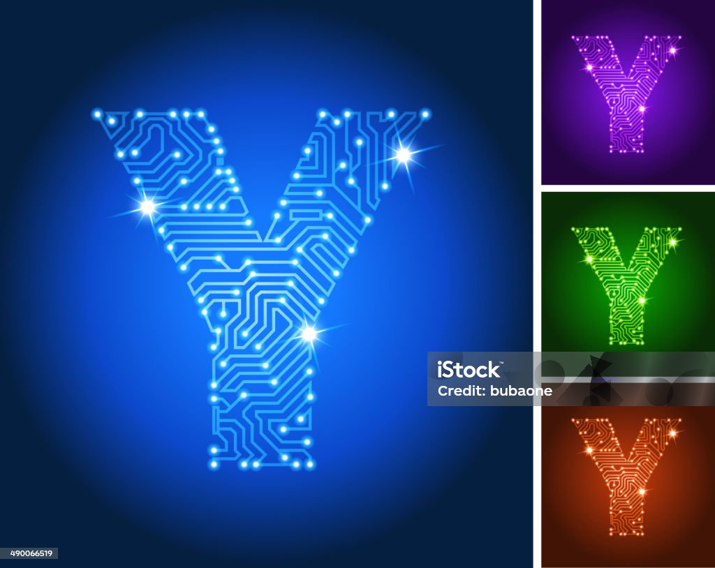 Lettera Y nel circuito Set di colore blu - arte vettoriale royalty-free di Alfabeto