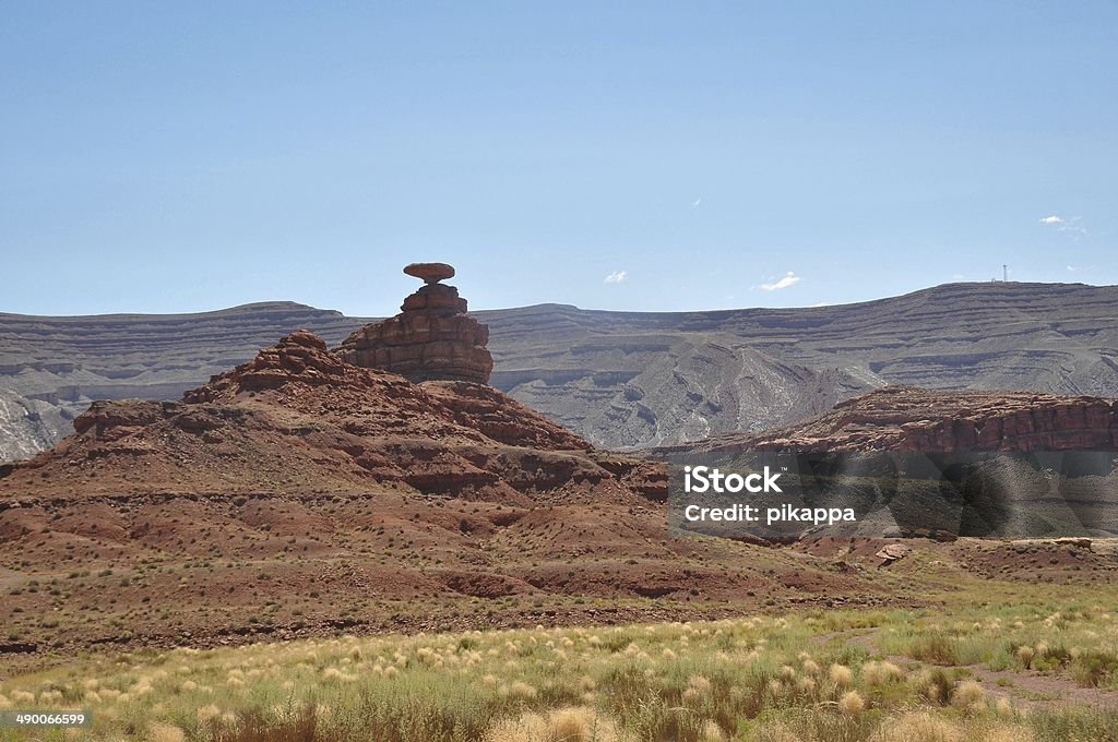 Mexican Hat rock, Utah, USA View of the Mexican Hat rock  in Utah, USA Butte - Rocky Outcrop Stock Photo