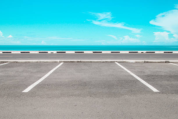 istock Empty parking area with sea landscape 490067855