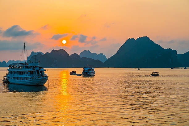 istock Golden sunset in Halong Bay 490068853