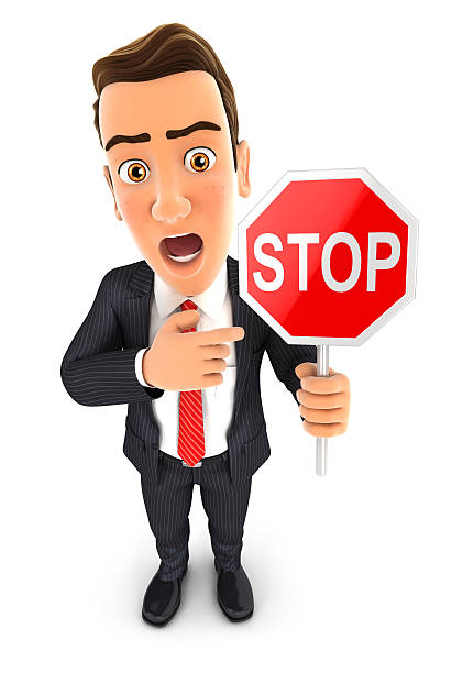 istock 3d businessman stop sign 490070892