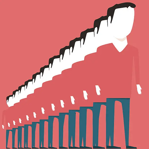 Vector illustration of People standing in a row