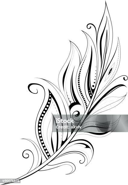 Feather Tattoo Stock Illustration - Download Image Now - Feather, Ornate, Elegance