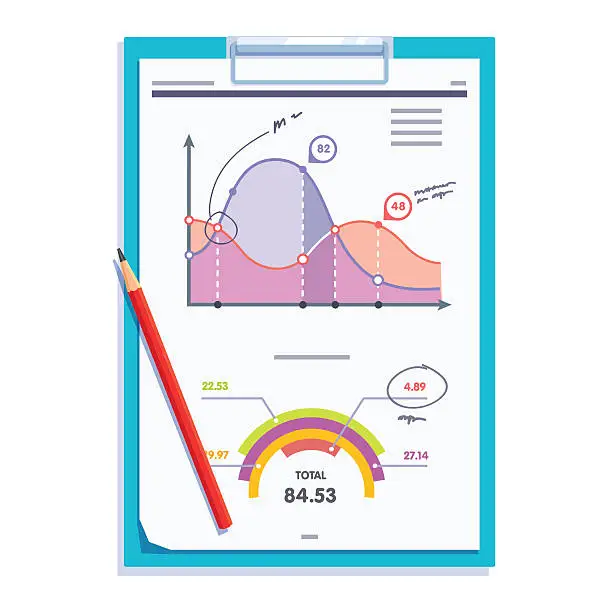 Vector illustration of Clipboard with statistics report document paper