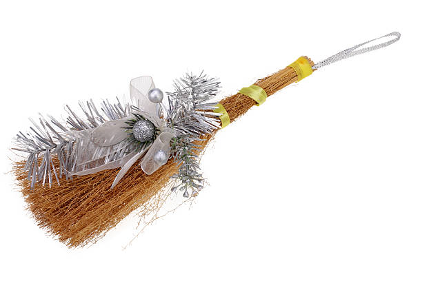 istock handmade Christmas broom,  isolated on white with Clipping Path 490077364