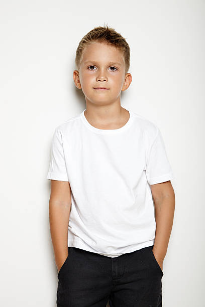 Mock up of young kid on the white background stock photo