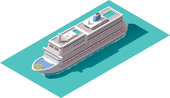 Isometric icons representing cruise liner