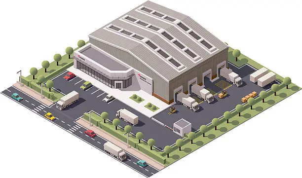 Vector illustration of Vector isometric warehouse
