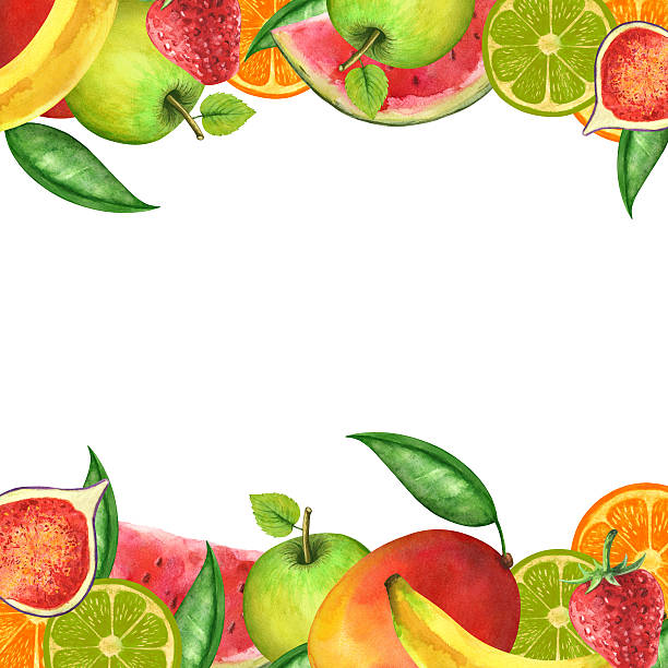 水彩のフルーツやベリー類 - fig apple portion fruit点のイラスト素材／クリップアート素材／マンガ素材／アイコン素材
