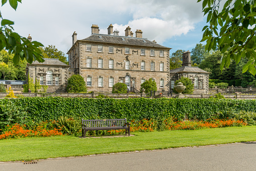 Glasgow, Scotland - September 01, 2015: Pollok House is a stately house in Glasgow, Scotland designed by famous architect William Adam.  The house contains a fine collection of artwork and is open to the public.