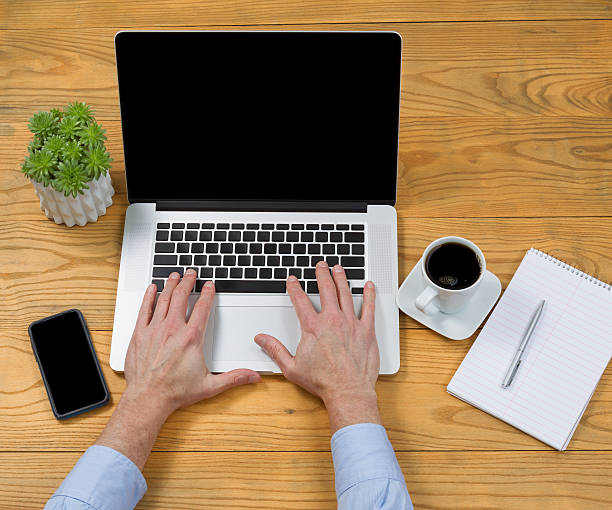 istock Male hands typing on laptop keyboard 490084112