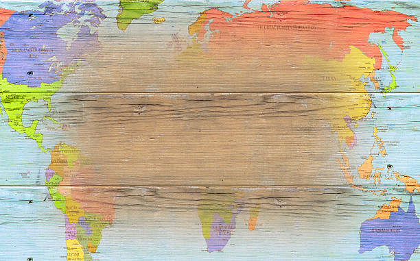 istock Vintage wooden map - background 490084168