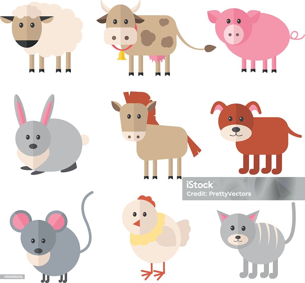 Farm animals. Vector flat icon set 2015 stock vector