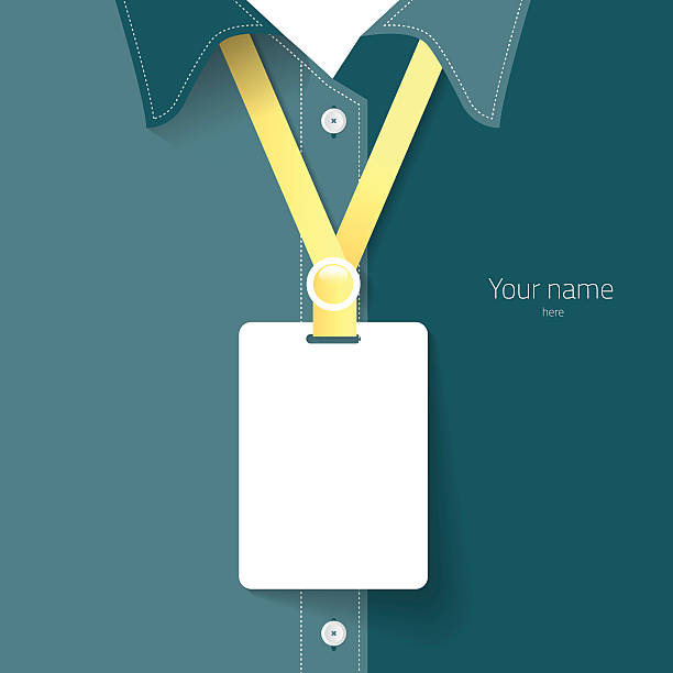 Blank name tag for put staff identification Blank name tag for put staff identification or detail of your own business. create by vector illustration file. lanyard business badge women stock illustrations