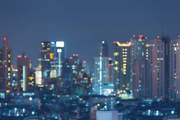 istock Abstract blurred bokeh city lights background 490099810
