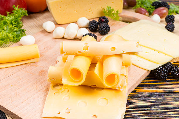 istock Gourmet Cheese Board Garnished with Fresh Fruit 490101362