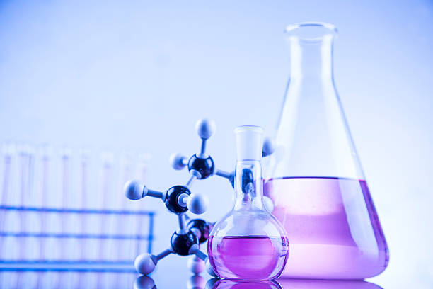 istock Chemical,science and laboratory glassware background 490101756