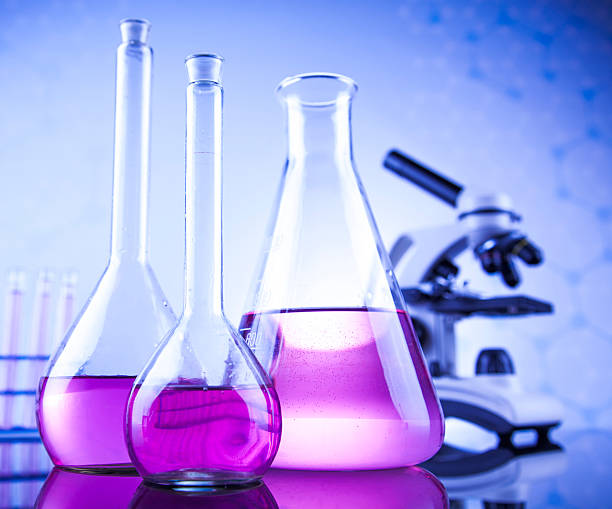 istock Chemical,science and laboratory glassware background 490102038