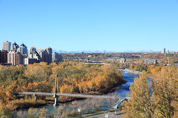 istock Calgary West End Skyline with River and Fall Colors 490105510
