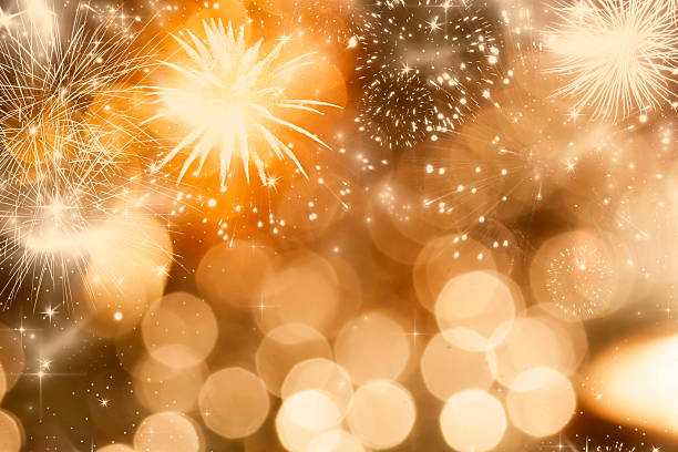 istock Abstract holiday background with fireworks and sparkling lights 490106002