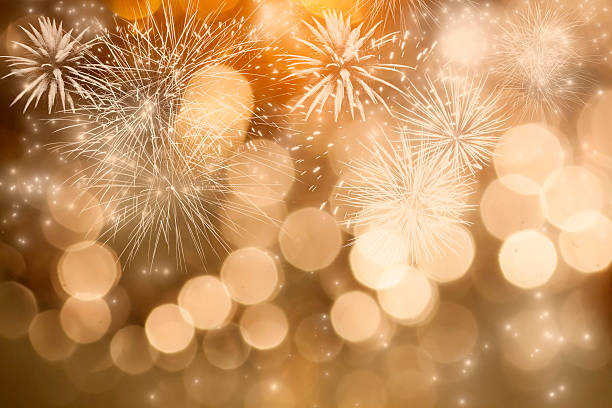 istock Abstract holiday background with fireworks and sparkling lights 490106042