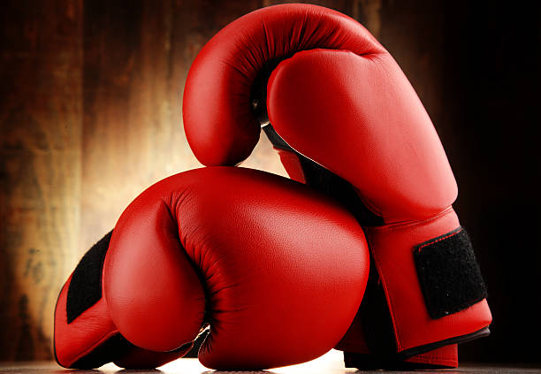 istock Pair of red leather boxing gloves 490110110