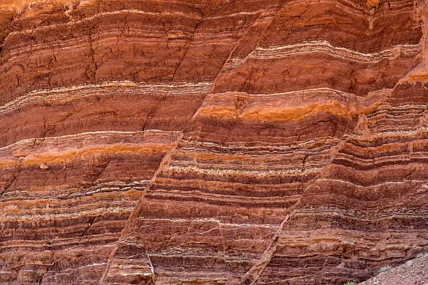 Fault lines and colorful layers in standstone also useful as a background or texture.