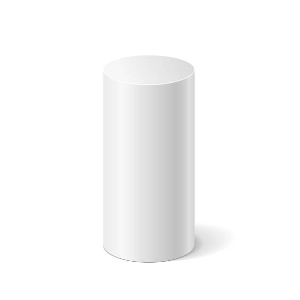 Vector white cylinder Vector white cylinder isolated on white background. Podium or platform for advertise various objects. white plastic tube stock illustrations