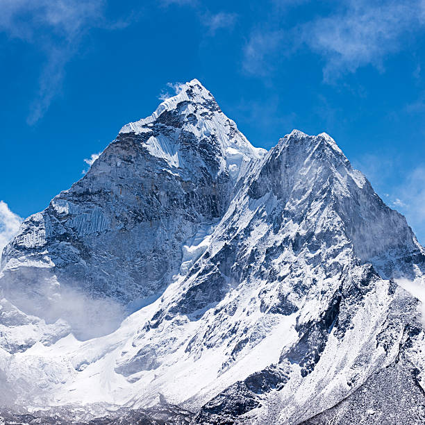 Mountain ranges covered in a layer of fresh snow, in the Himalayas