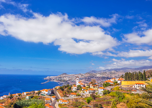 Elevated view on Madeira´s capital Funchal on a beautiful spring day.