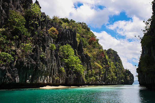 Tropical island and beaufitul ocean in El Nido, Palawan, Philipp stock photo