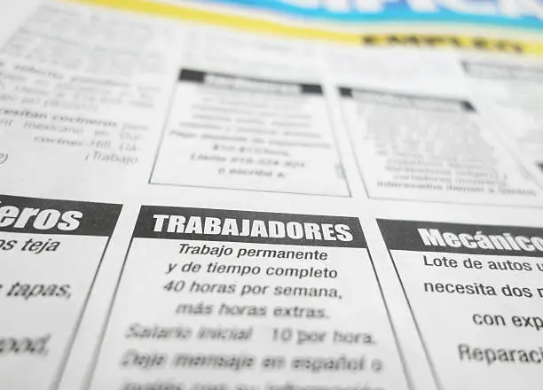 Employment section of a Spanish language newspaper