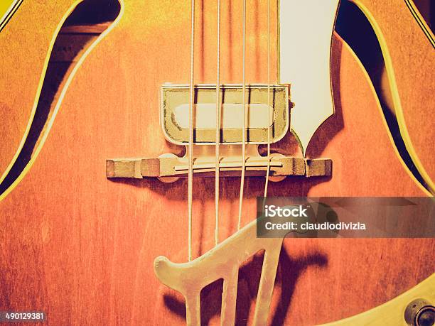 Retro Look Bass Stock Photo - Download Image Now - Acoustic Guitar.