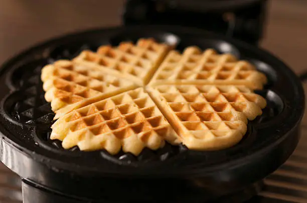 Waffles with a waffle iron.