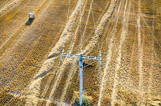 istock The powerlines on the wheat stubble 490130714