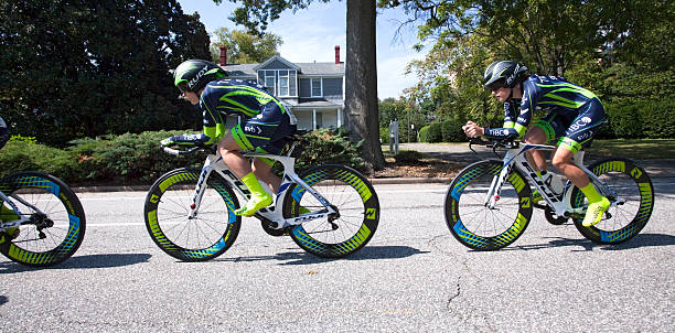 UCI Road World Championships Richmond, Virginia, United States- September 20, 2015: World class women riders cycle along Hermitage Road in Richmond, Virginia during time trials at the UCI Road World Championships, Sunday September 20, 2015. . uci road world championships stock pictures, royalty-free photos & images