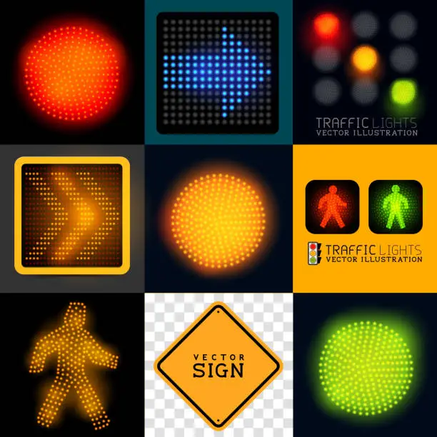 Vector illustration of Vector Tracffic Lights Collection