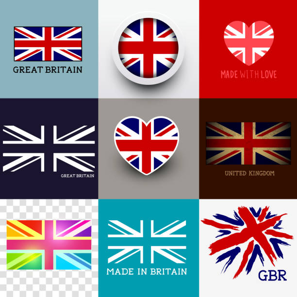 ilustrações de stock, clip art, desenhos animados e ícones de vector bandeira da união jack colecção - british flag flag old fashioned retro revival