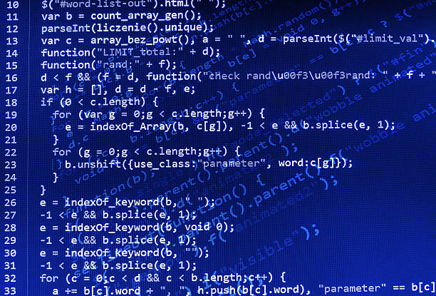 Software developer programming code on computer Software developer programming code on computer. Abstract computer script source code. markup stock pictures, royalty-free photos & images