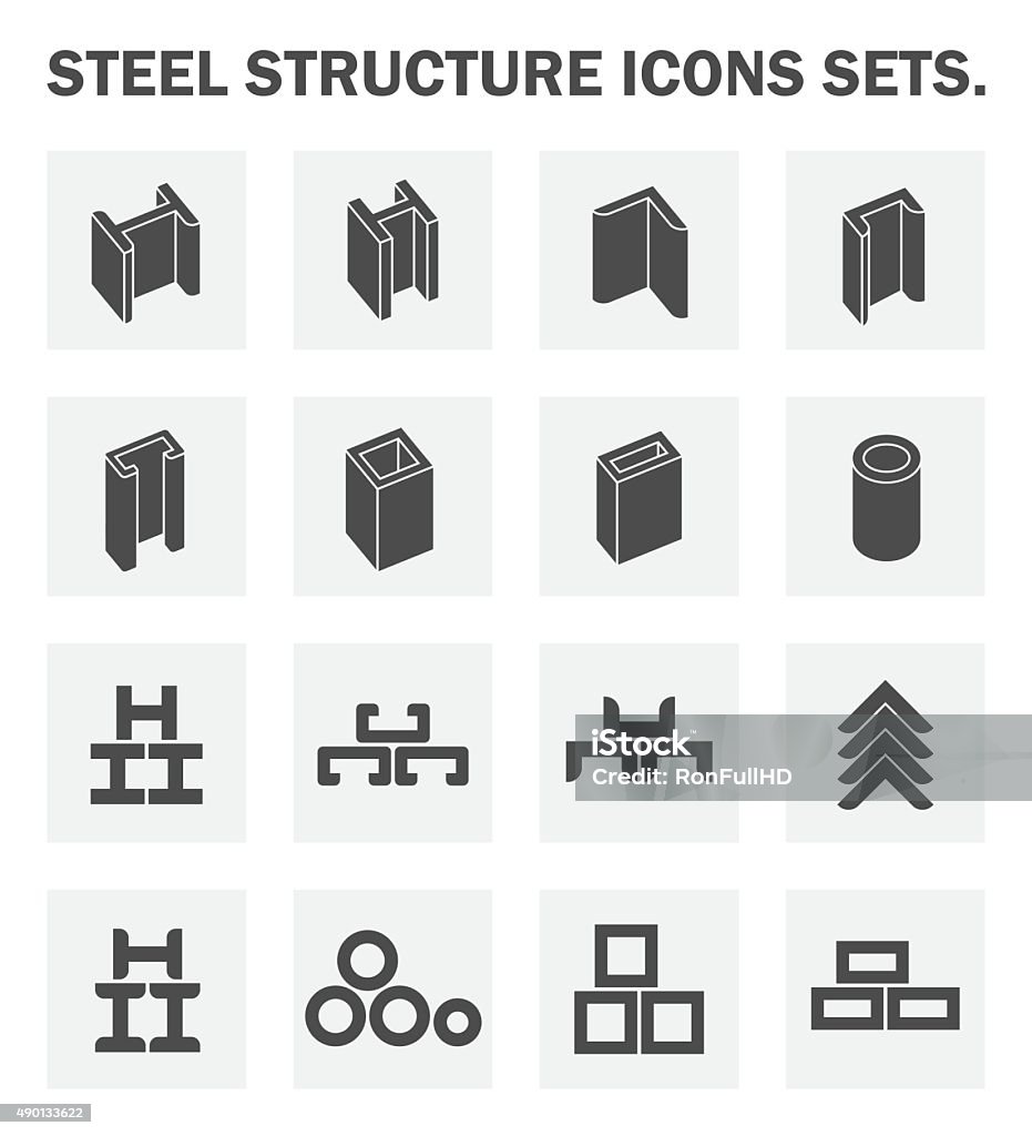 Icons Steel structure icons sets. Letter C stock vector