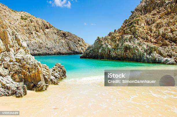 Isolated Bay Near Chania In Southern Crete Stock Photo - Download Image Now - Bay of Water, Beach, Beauty