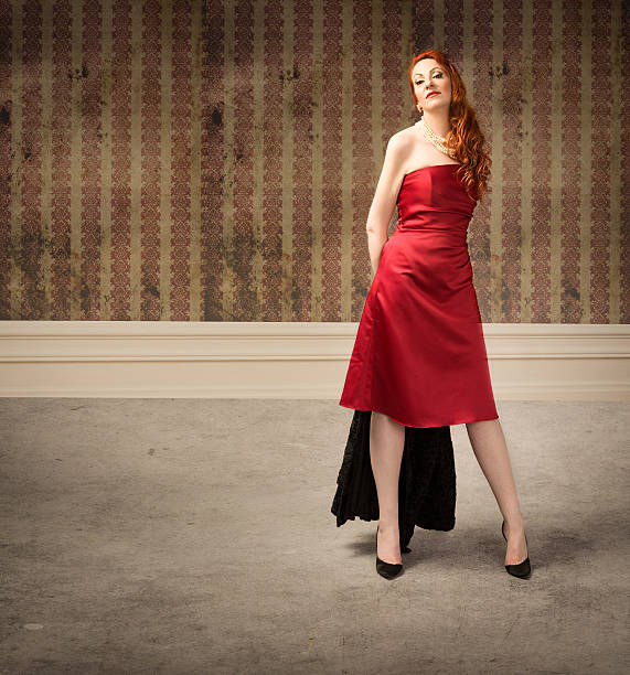 istock elegant lady with cocktail red dress 490135307
