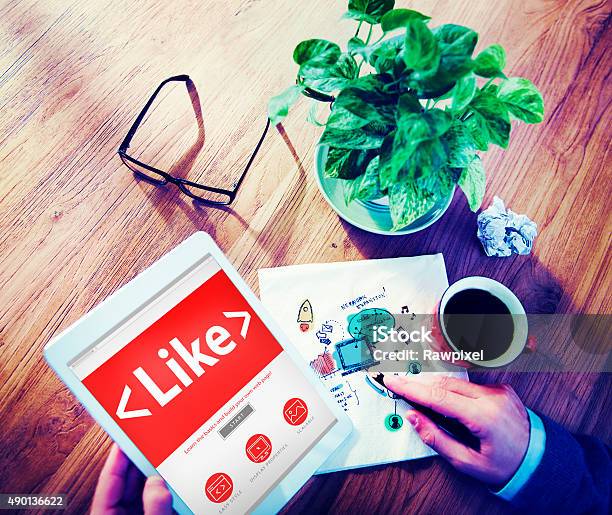 Digital Online Social Media Networking Like Office Concept Stock Photo - Download Image Now