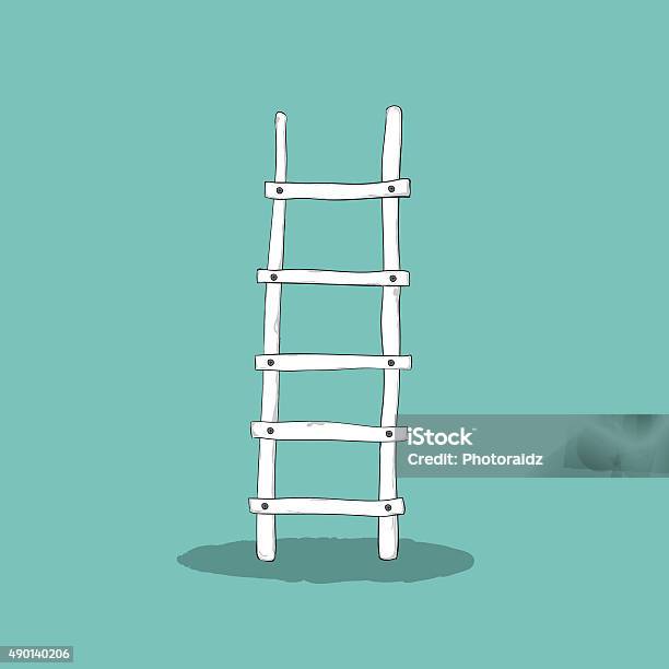 An Illustration Of A Wooden Ladder Cartoon Drawing By Hand Stock  Illustration - Download Image Now - iStock