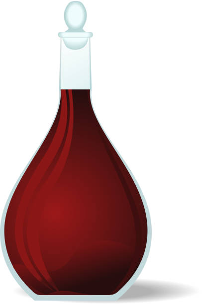 illustrazioni stock, clip art, cartoni animati e icone di tendenza di illustrazione rosso decanter per vino - decanter white red black