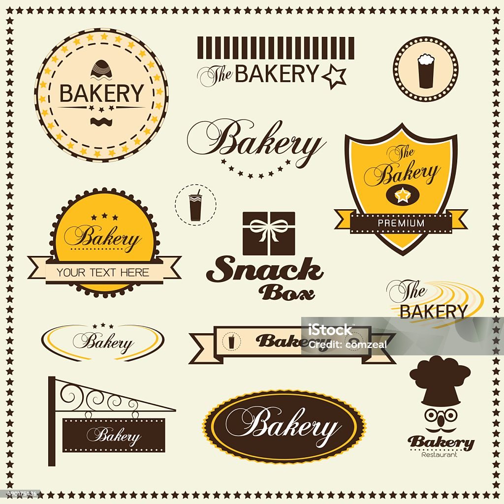set of bakery badges and labels 2015 stock vector