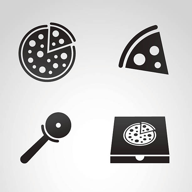 Pizza icon set. Vector art. pizza symbols stock illustrations
