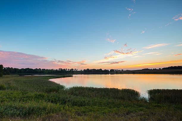 istock Beautiful lake landscape after sunset 490177262