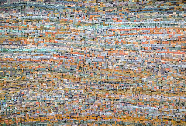 istock Old orange and blue mosaic tile background 490178470
