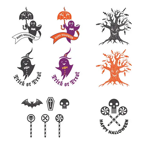 Vector illustration of Halloween illustration with logo elements